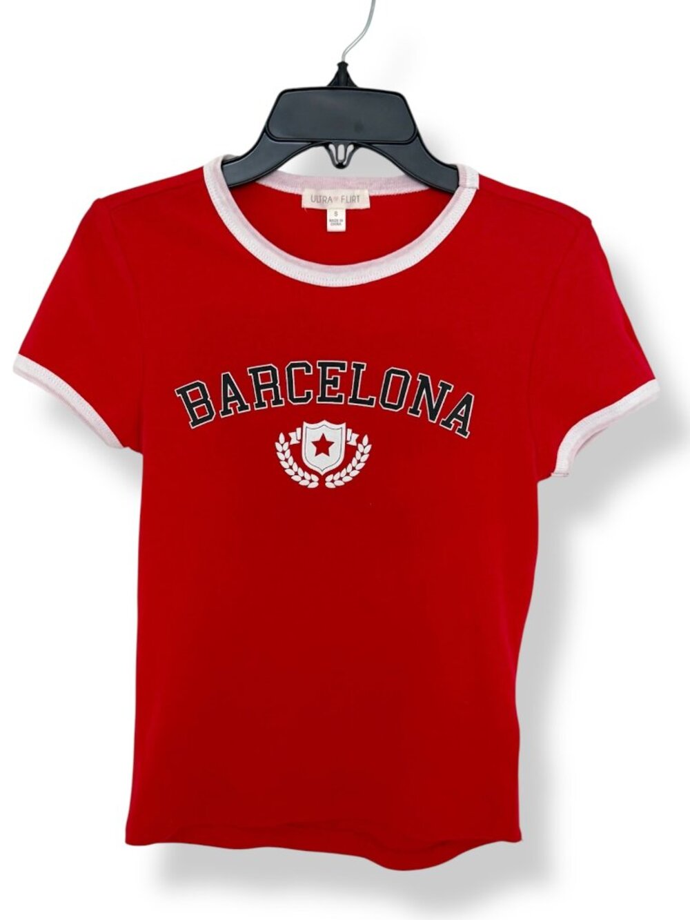 Ultra Flirt Barcelona 97 Red Ringer Tee S